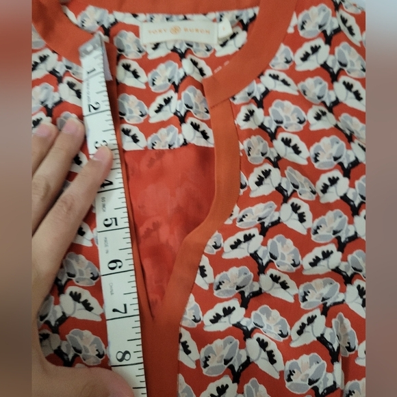 Tory Burch Orange Poppy Floral Print Silk Maximalist Long Sleeve Tunic Dress - Picture 13 of 15